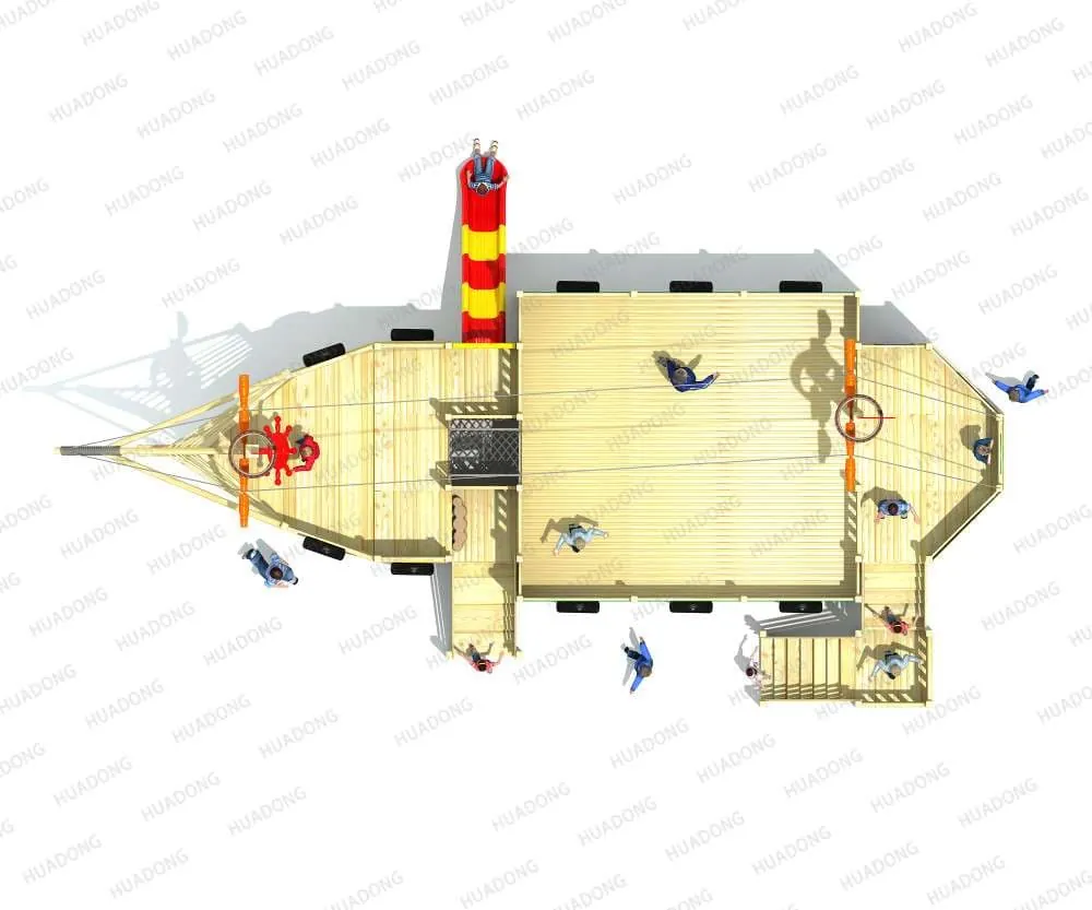 Wooden Pirate Ship HD-MHD004 - Children's Slide Slide Combination