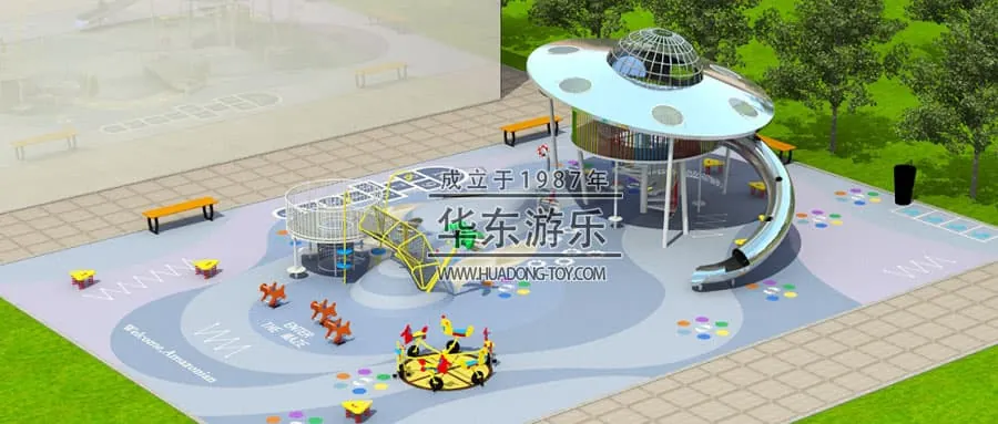 Zengkai Real Estate UFO Theme Children's Amusement Facility Project Successfully completed the combination of children's slides and slides