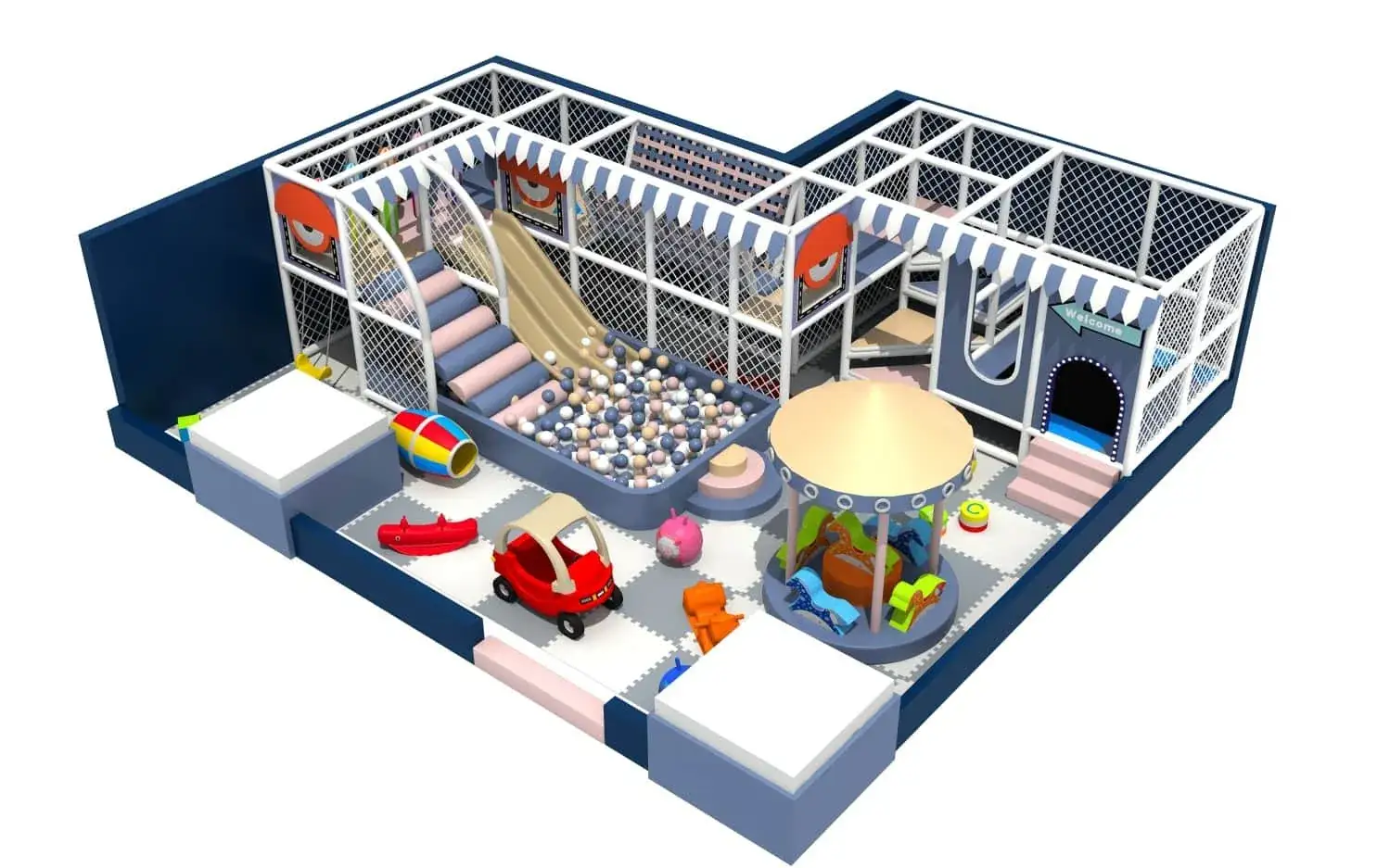 Indoor Naughty Castle Carousel Trampoline Parent-Child Children's Playground HD-TTB084