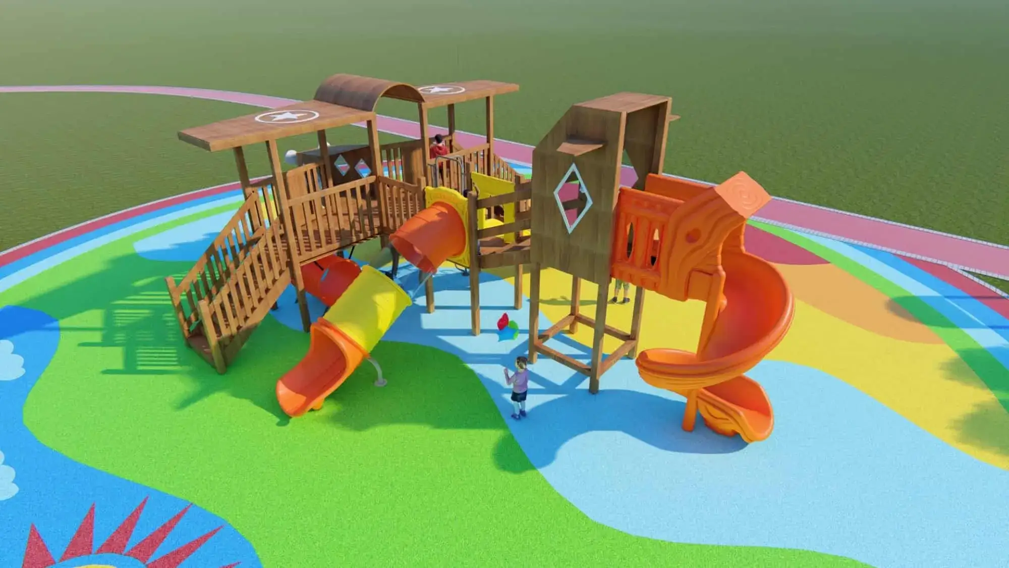 Wooden Country style Airplane Theme Children's Playground Landscape Design HD-MLY007