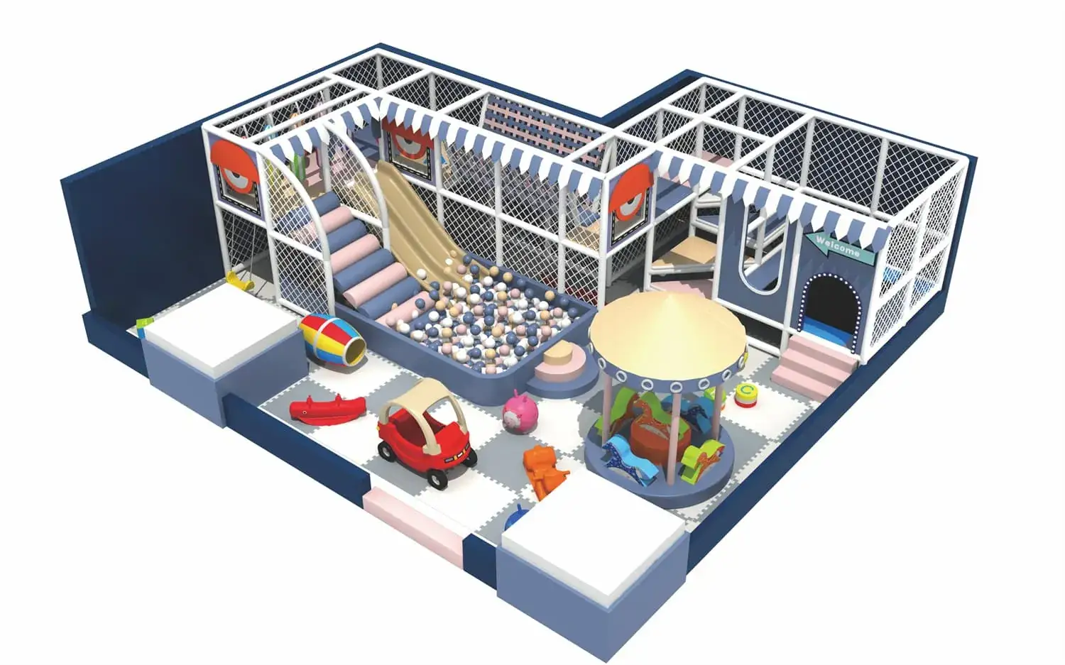 Colorful series macaron theme indoor naughty castle children's playground HD-TTB093