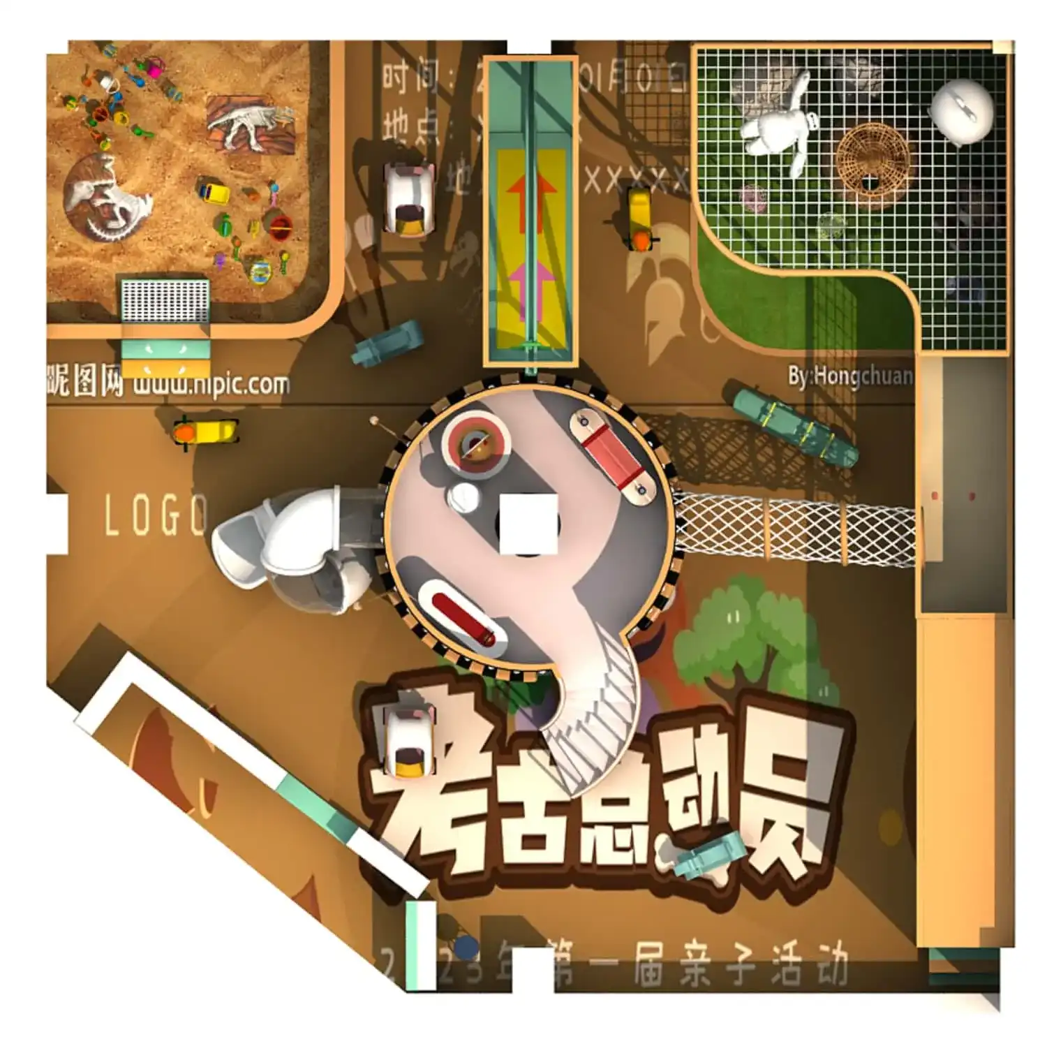 Indoor Ancient Tribe Theme Naughty Castle Children‘s Playground HD-TTB151