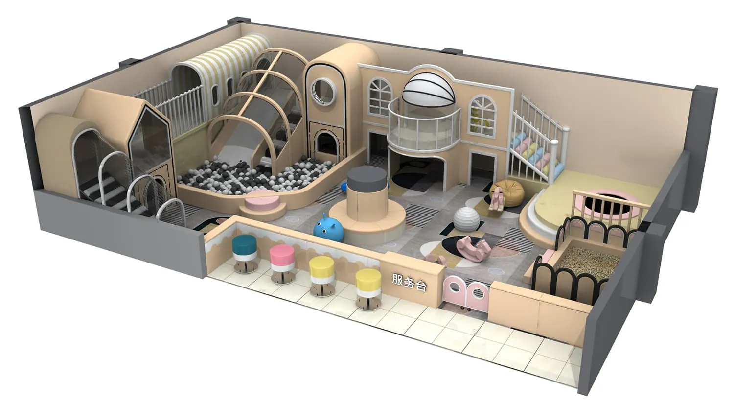 Colorful series macaron theme indoor naughty castle children's playground HD-TTB096