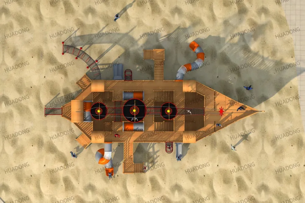 Wooden Pirate Ship Outdoor Slide HD-MHD011