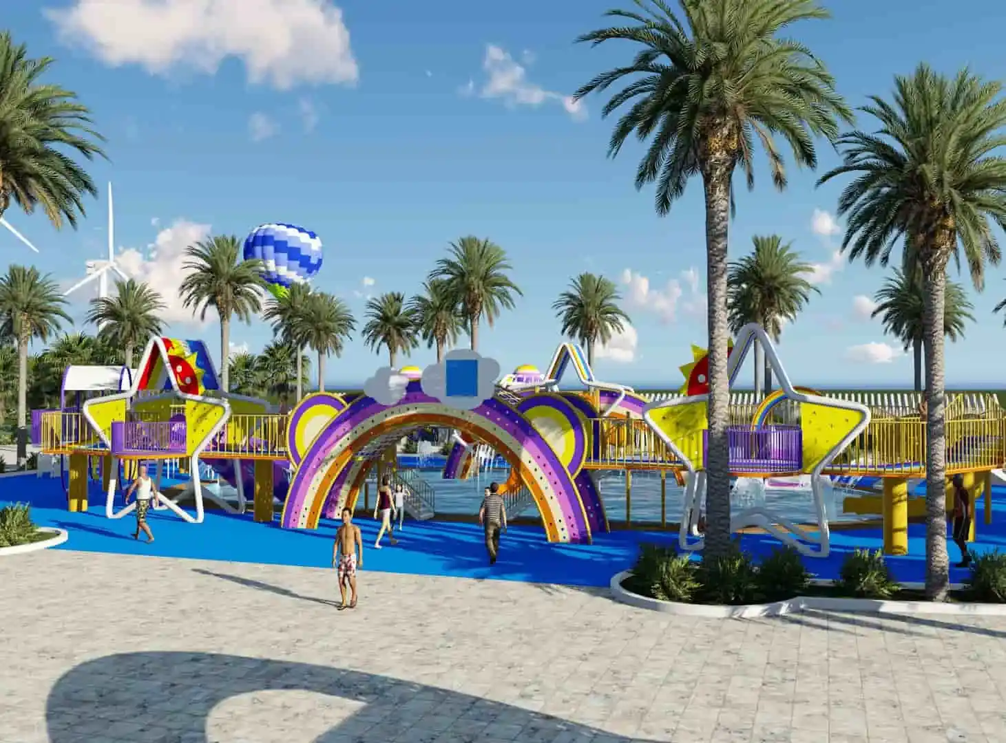 Rainbow Theme Water Park HD-LSH023 Children's Slide Slide Combination