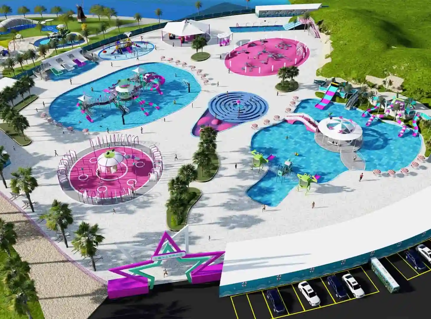 Tadpole Theme Water Park HD-LSH024 Children's Slide Slide Combination