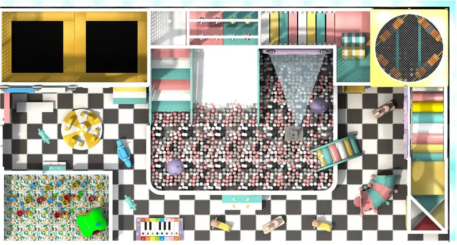 Colorful series macaron theme indoor naughty castle children's playground HD-TTB093