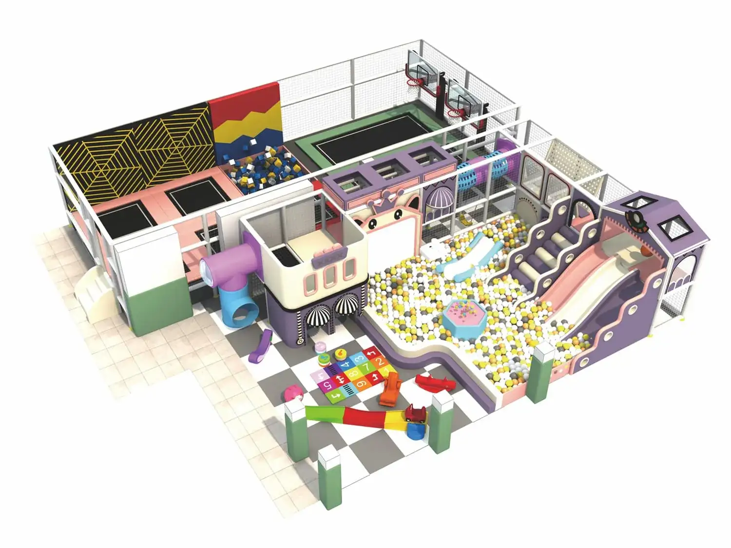 Colorful series macaron theme indoor naughty castle children's playground HD-TTB093