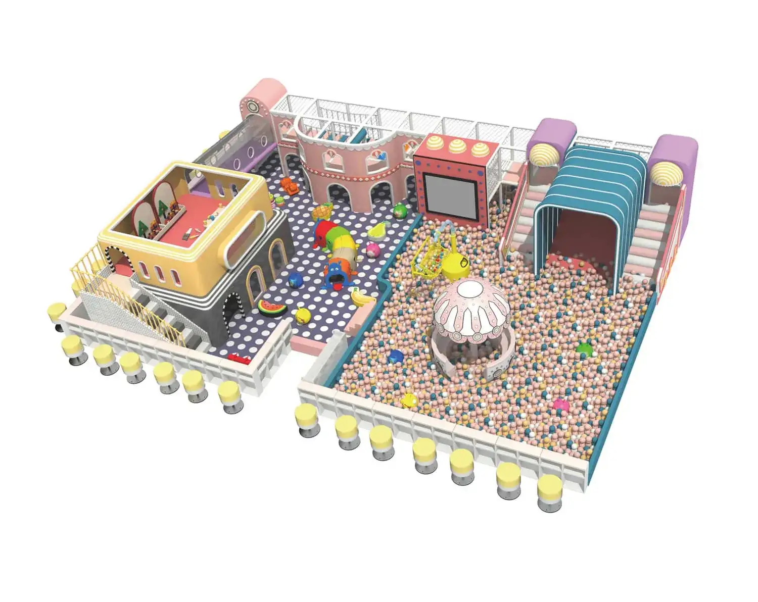 Colorful Series Indoor Ball Pit Trampoline Playground for Kids HD-TTB121