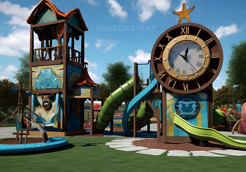 3D-Rendered Clock Theme Park