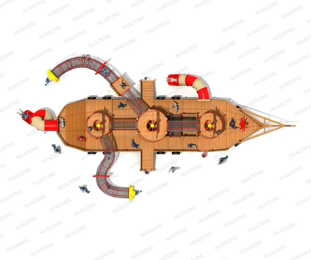 Wooden Pirate Ship HD-MHD006 - Children's Slide Slide Combination