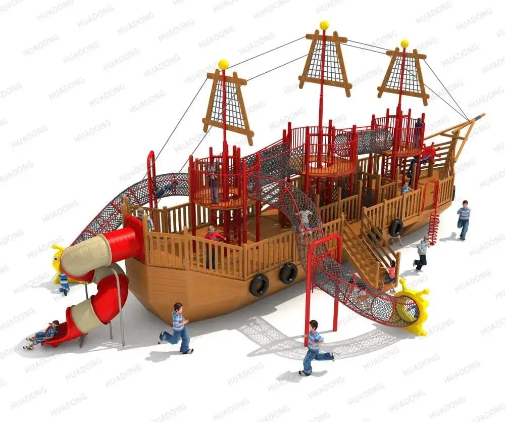 Wooden Pirate Ship HD-MHD006 - Children's Slide Slide Combination
