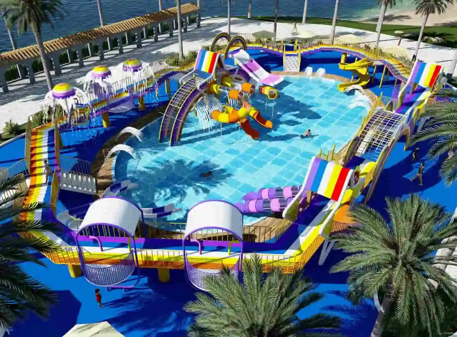 Rainbow Theme Water Park HD-LSH023 Children's Slide Slide Combination
